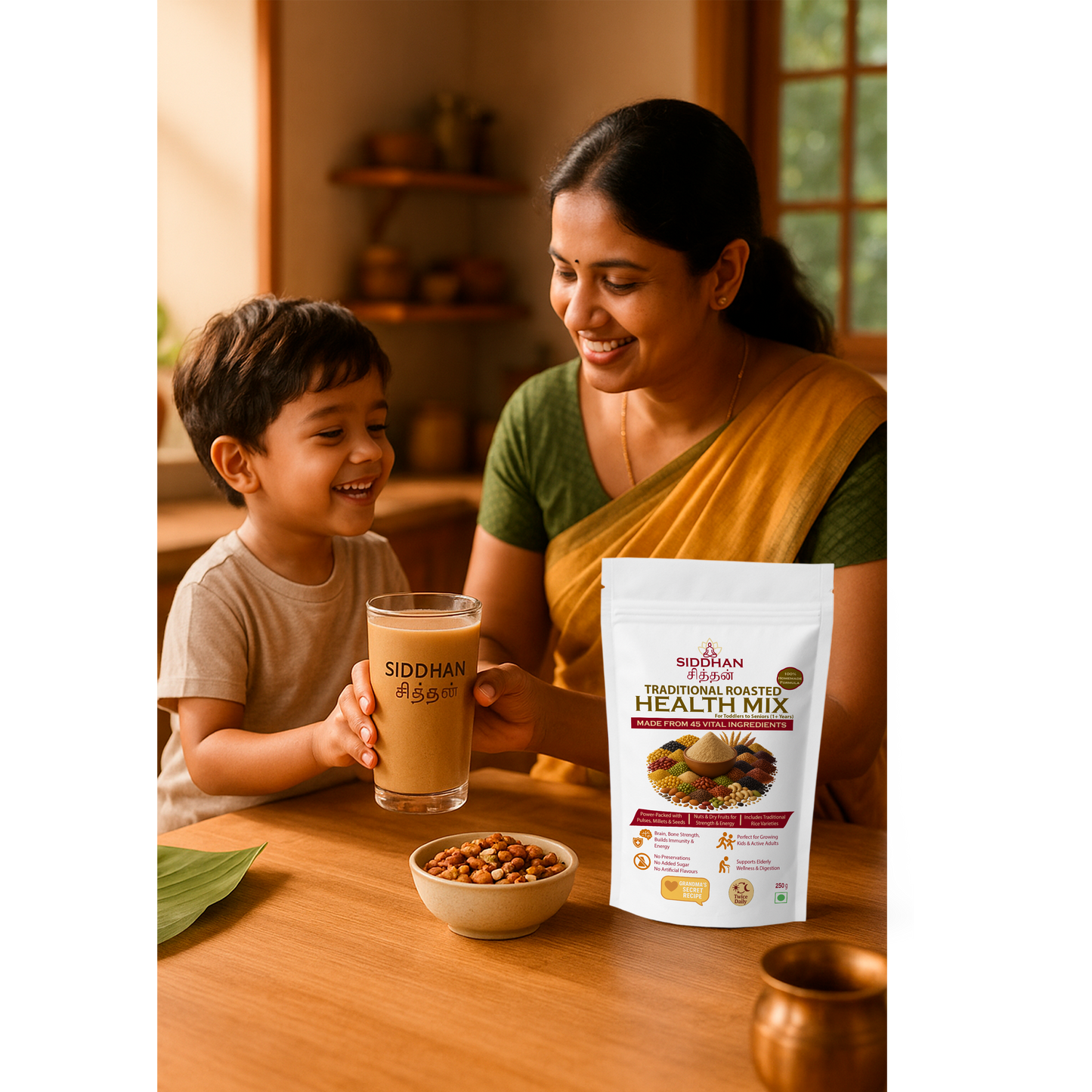 SIDDHAN Health Mix – 100% Natural Nutrition for Kids & Family (250g)