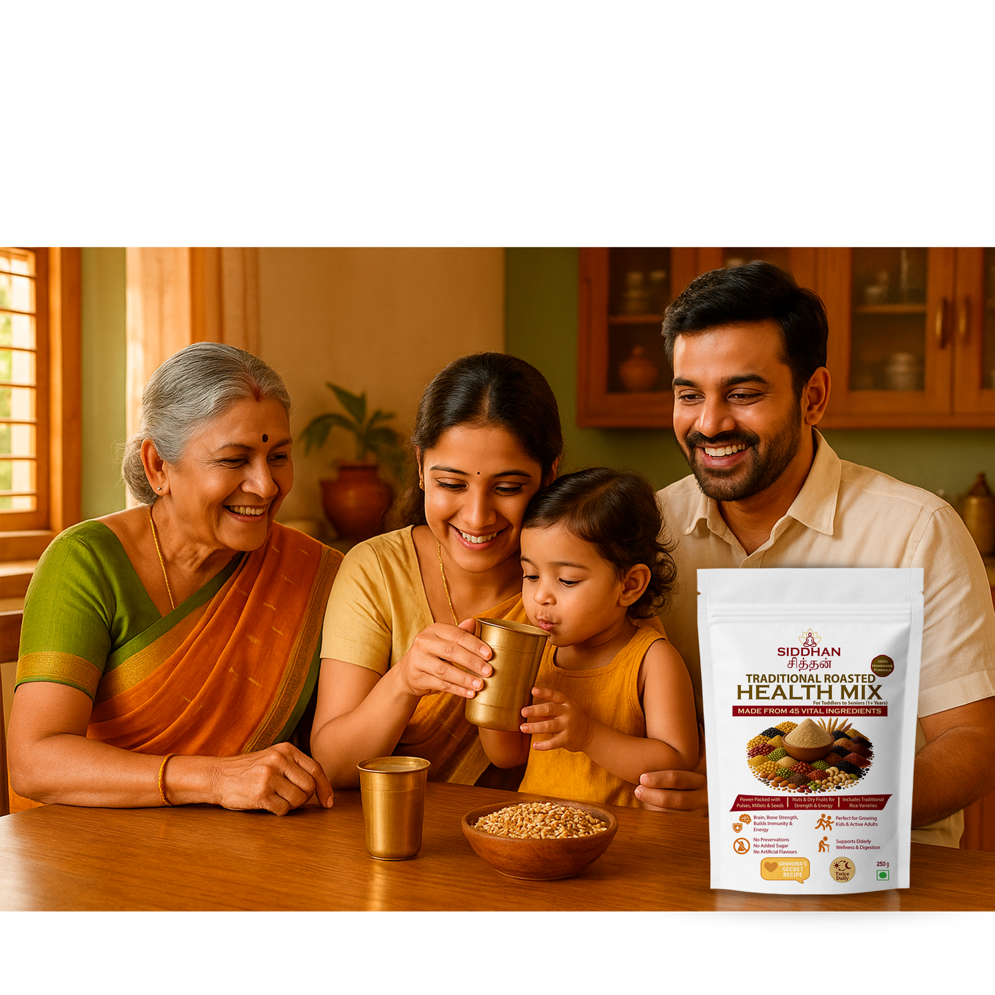 SIDDHAN Health Mix – 100% Natural Nutrition for Kids & Family (250g)